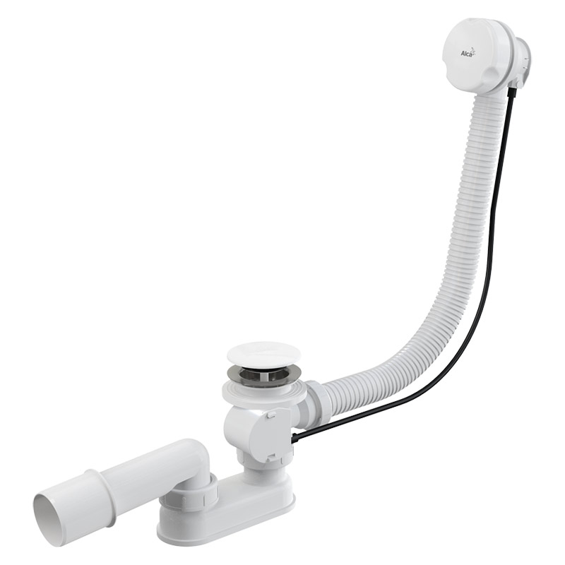 Vidage de baignoire avec bonde et trop-plein blanc