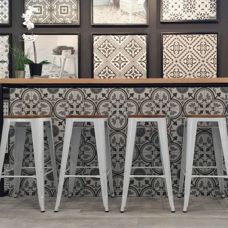 Carrelage mur et sol 20x20 cm imitation carreau de ciment, La Madeleine, Flavie Bleu