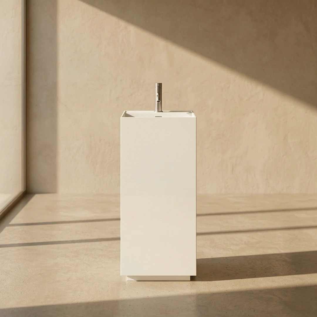 Lavabo totem, résine minérale, 38x90cm, Thin