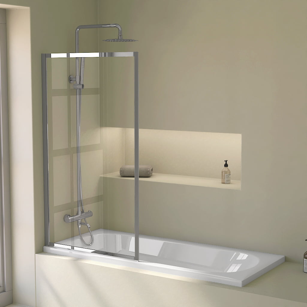 Pare-baignoire fixe  80x140 cm, profilé chrome, Indus