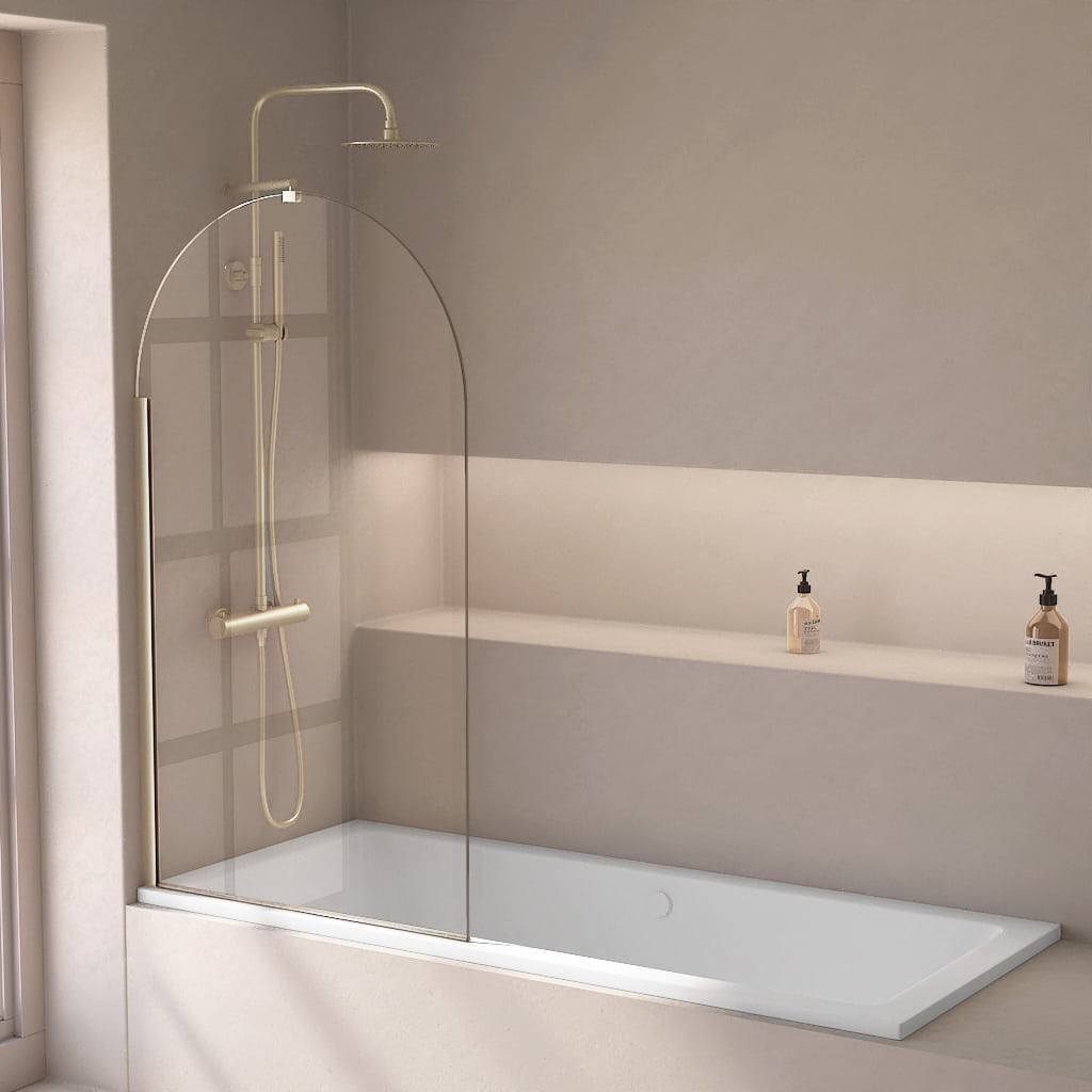 Pare-baignoire arrondi fixe 80x140 cm, profilé doré brossé, Altea Round