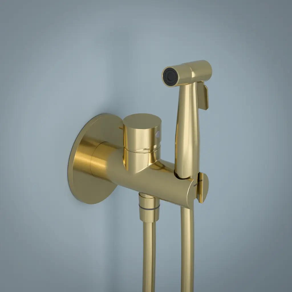 Set douchette hygiénique encastrée, doré brossé, Châtelet