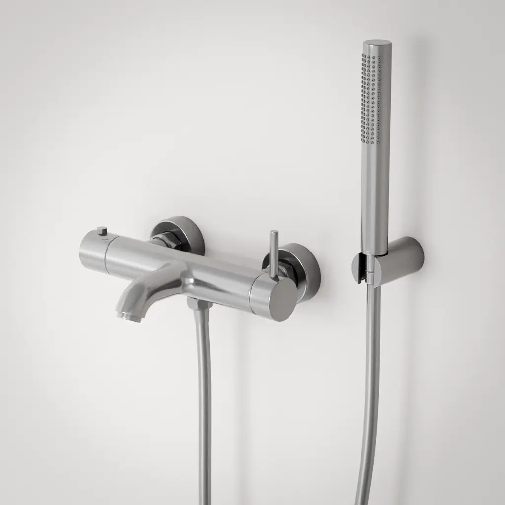 Robinet mitigeur de baignoire mural, inox brossé Châtelet