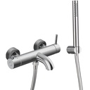 Robinet mitigeur de baignoire mural, inox brossé Châtelet