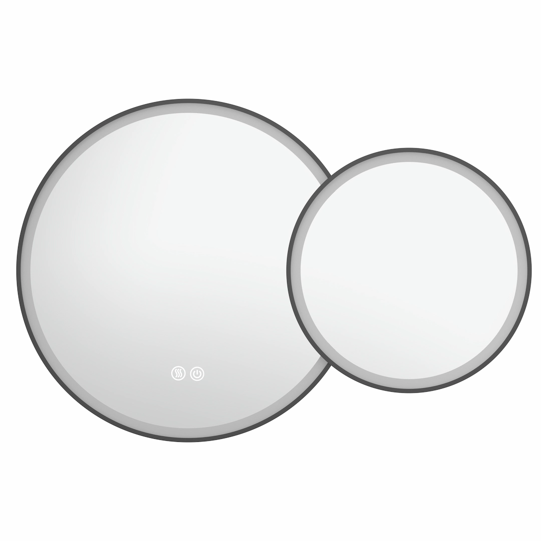 Miroir 105x70 cm lumineux LED, antibuée, double ronds, cadre avec 3 couleurs, Châtelet