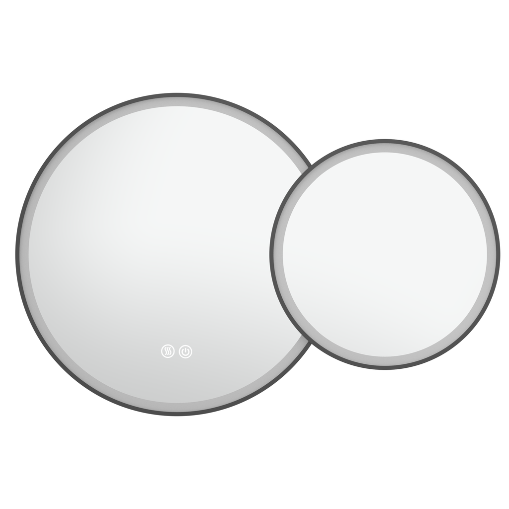 Miroir 105x70 cm lumineux LED, antibuée, double ronds, cadre avec 3 couleurs, Châtelet
