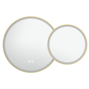 Miroir 105x70 cm lumineux LED, antibuée, double ronds, cadre doré brossé, Châtelet