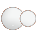 Miroir 105x70 cm lumineux LED, antibuée, double ronds, cadre doré rose brossé, Châtelet