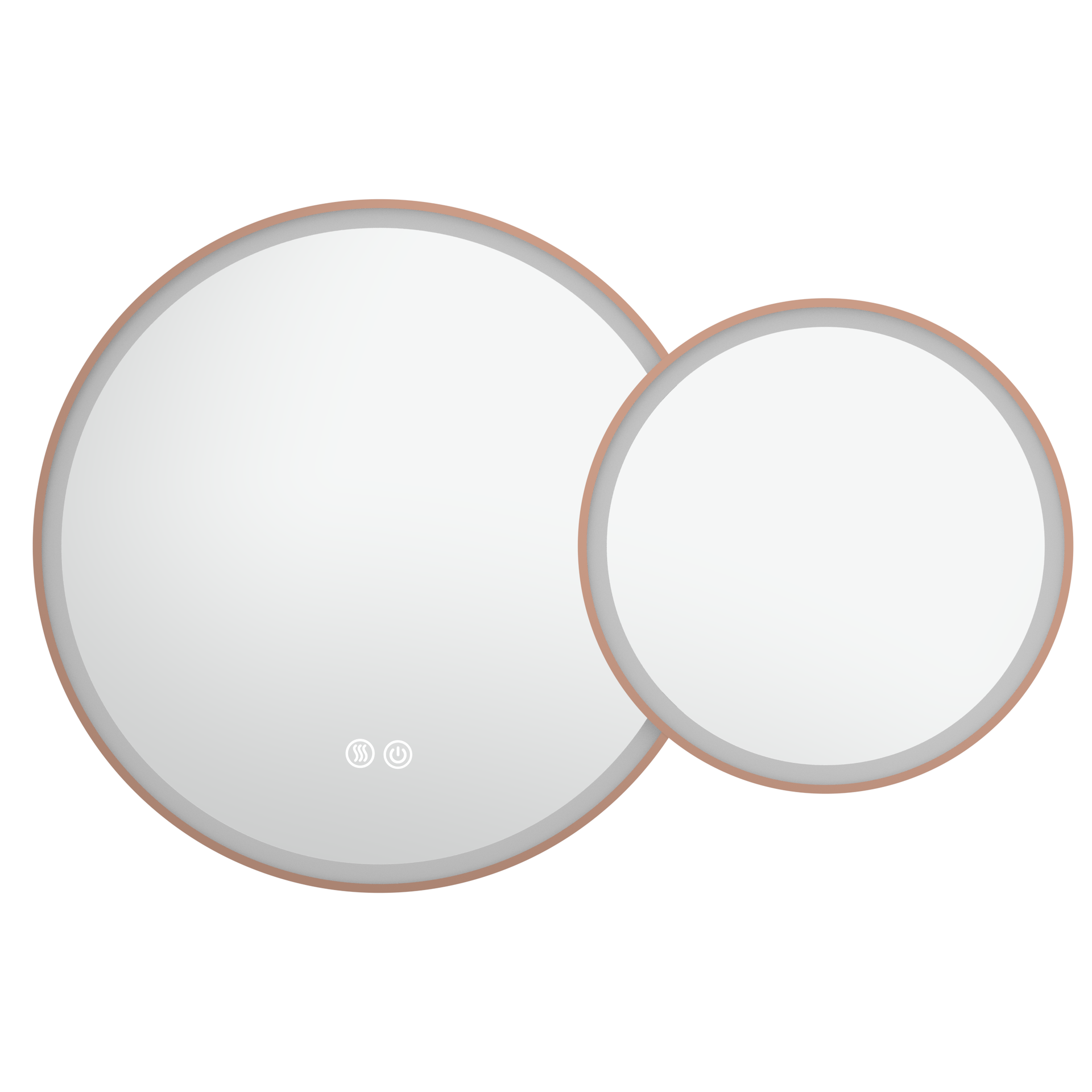Miroir 105x70 cm lumineux LED, antibuée, double ronds, cadre doré rose brossé, Châtelet