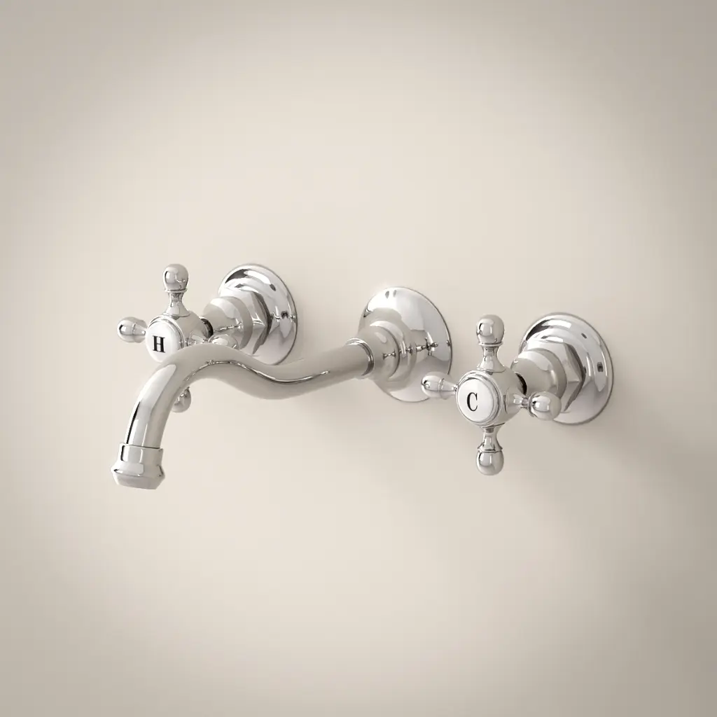 Robinet mélangeur lavabo mural 3 trous, chromé, Diana 2