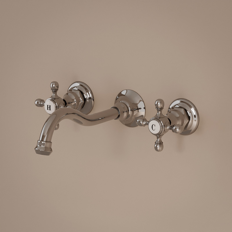 Robinet mélangeur lavabo mural 3 trous, chromé, Diana 2