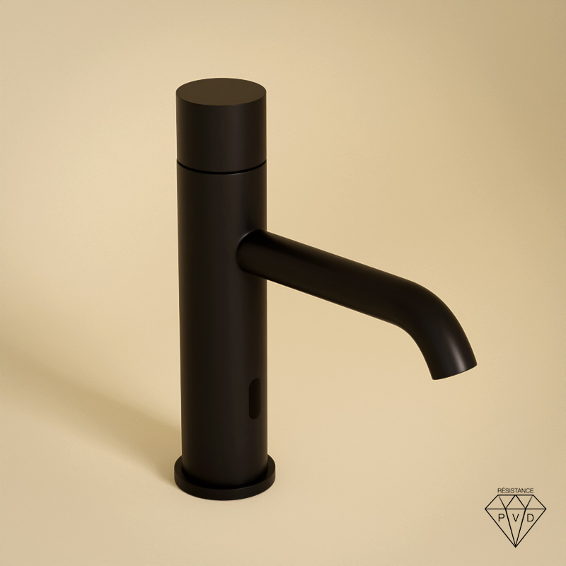 Mitigeur Électronique Lavabo Professionnel Noir Brossé PVD - Robinet Infrarouge Haute Précision