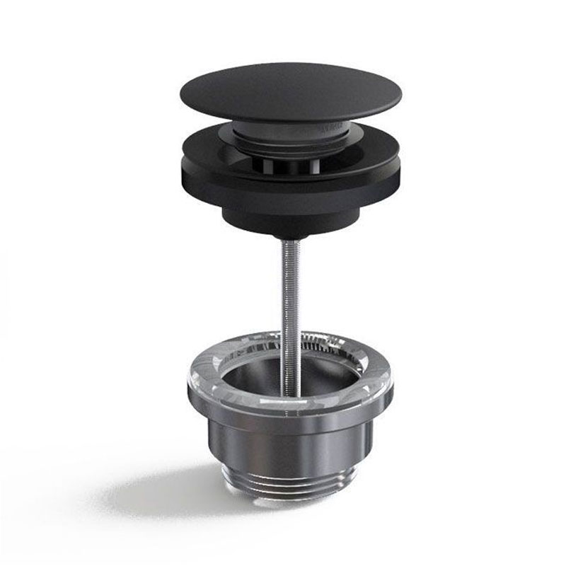 Bonde lavabo clic-clac ou fixe universelle en laiton finition noir mat