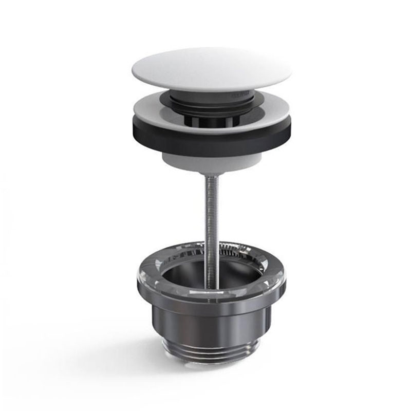 Bonde lavabo clic-clac ou fixe universelle en laiton finition blanc mat