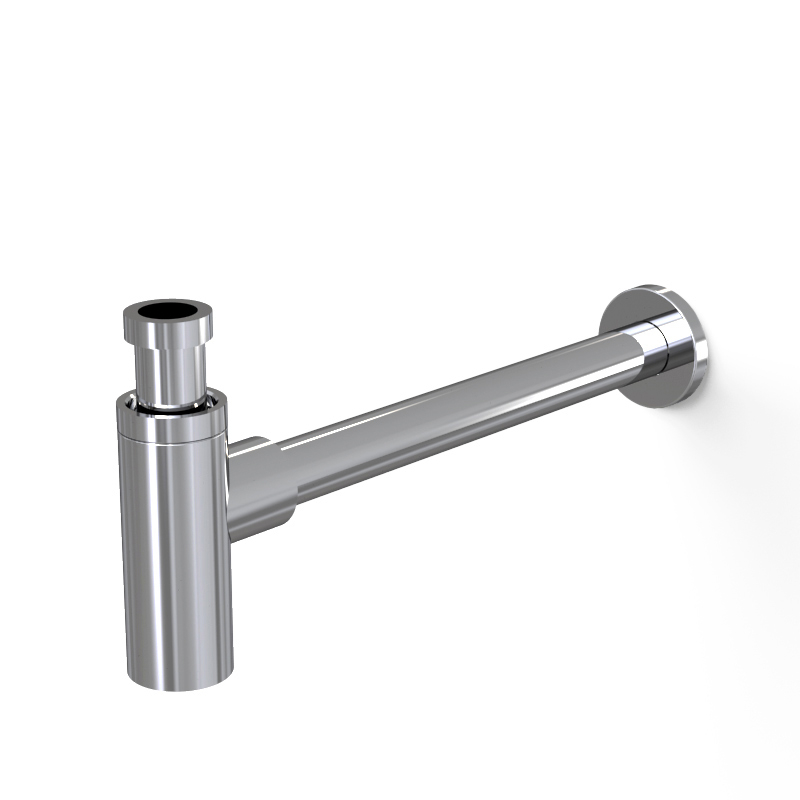 Siphon en inox, finition poli chromé