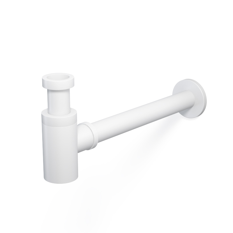 Siphon en inox, finition blanc mat