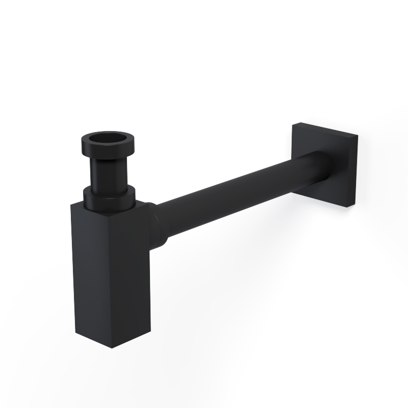 Siphon lavabo bouteille carré inox noir mat