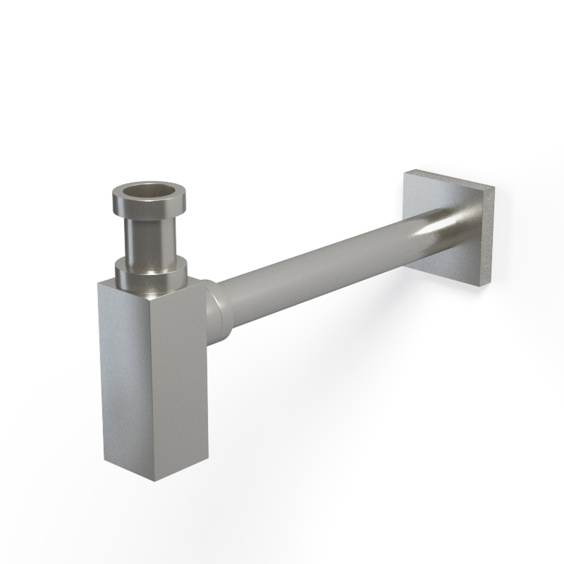 Siphon lavabo bouteille carré inox brossé
