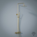 Colonne de douche avec mitigeur thermostatique, Ø25cm, doré brossé, Châtelet