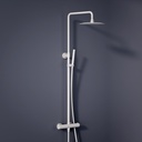 Colonne de douche avec mitigeur thermostatique, Ø25cm Châtelet III, blanc mat