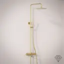 Colonne bain-douche avec mitigeur thermostatique, Ø25cm, doré brossé, Châtelet III