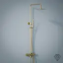 Colonne bain-douche avec mitigeur thermostatique, Ø25cm, doré brossé, Châtelet III