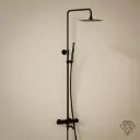 Colonne bain-douche avec mitigeur thermostatique, Ø25cm, noir brossé, Châtelet III