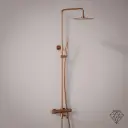 Colonne bain-douche avec mitigeur thermostatique, Ø25cm, doré rose brossé, Châtelet III