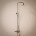 Colonne bain-douche avec mitigeur thermostatique, Ø25cm, inox brossé, Châtelet III