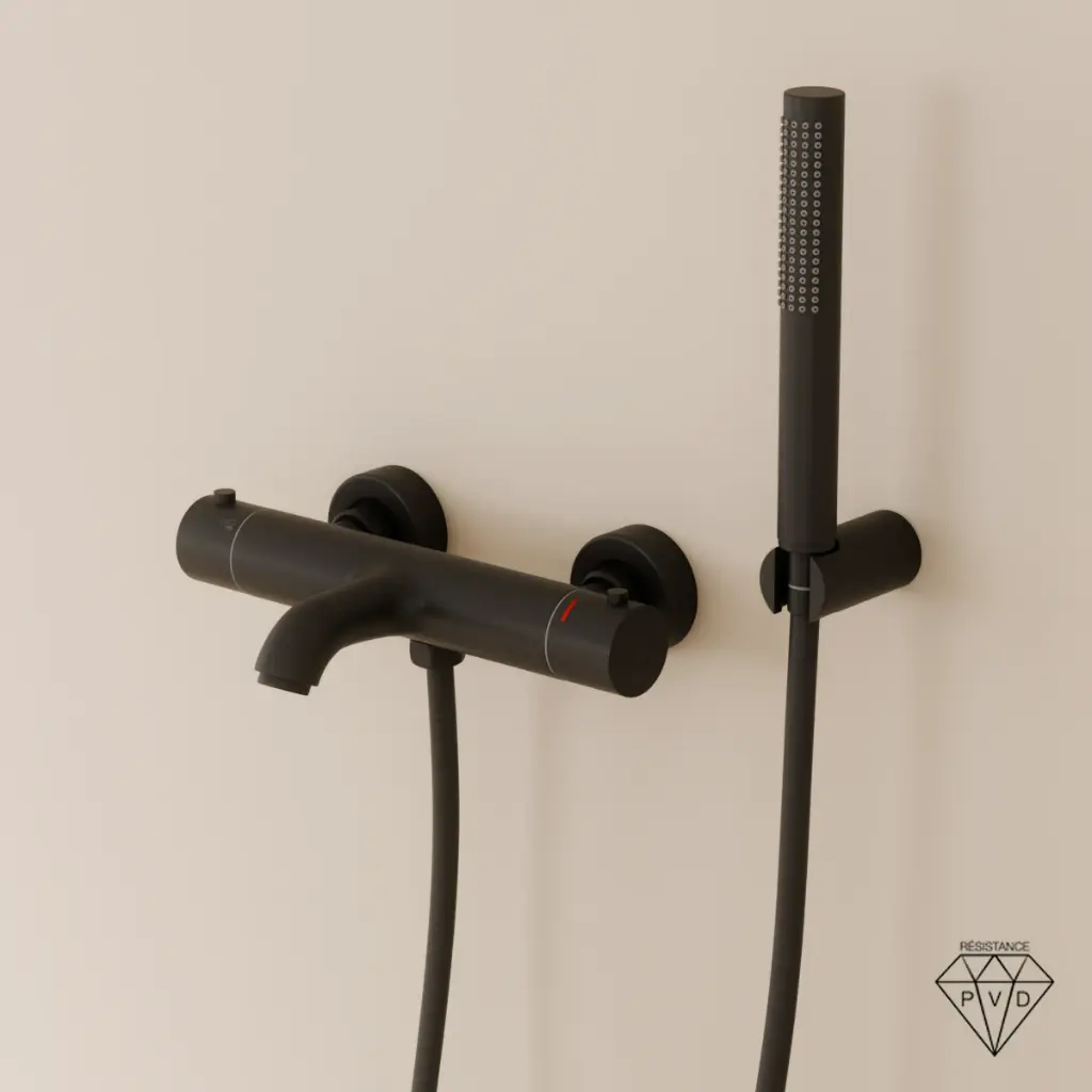 Mitigeur thermostatique bain-douche, noir brossé, Châtelet
