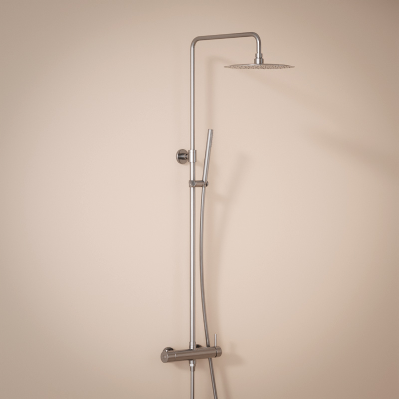 Colonne de douche avec mitigeur mécanique, Ø25cm, inox brossé, Châtelet III