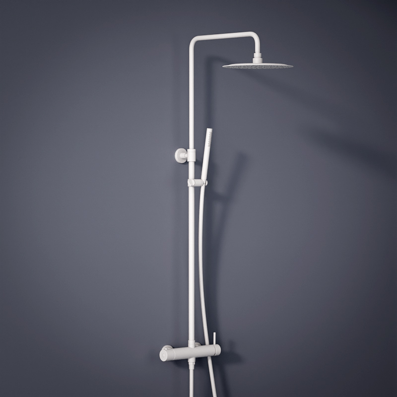 Colonne de douche avec mitigeur mécanique, Ø25cm, blanc mat, Châtelet III