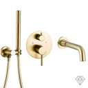 Pack mitigeur bain-douche à encastrer, 2 sorties, doré brossé, Châtelet