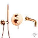 Pack mitigeur bain-douche à encastrer, doré rose brossé, 2 sorties, Châtelet