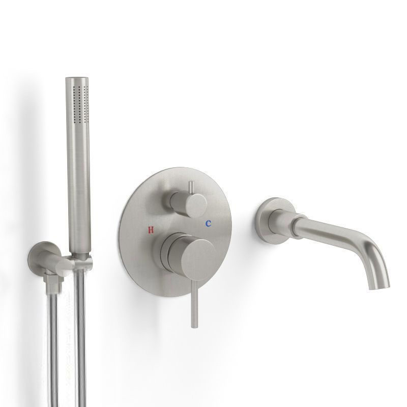 Pack mitigeur bain-douche à encastrer, inox brossé, 2 sorties, Châtelet
