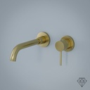 Robinet mitigeur lavabo mural encastré doré brossé, Châtelet