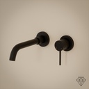 Robinet mitigeur lavabo mural encastré noir brossé, Châtelet