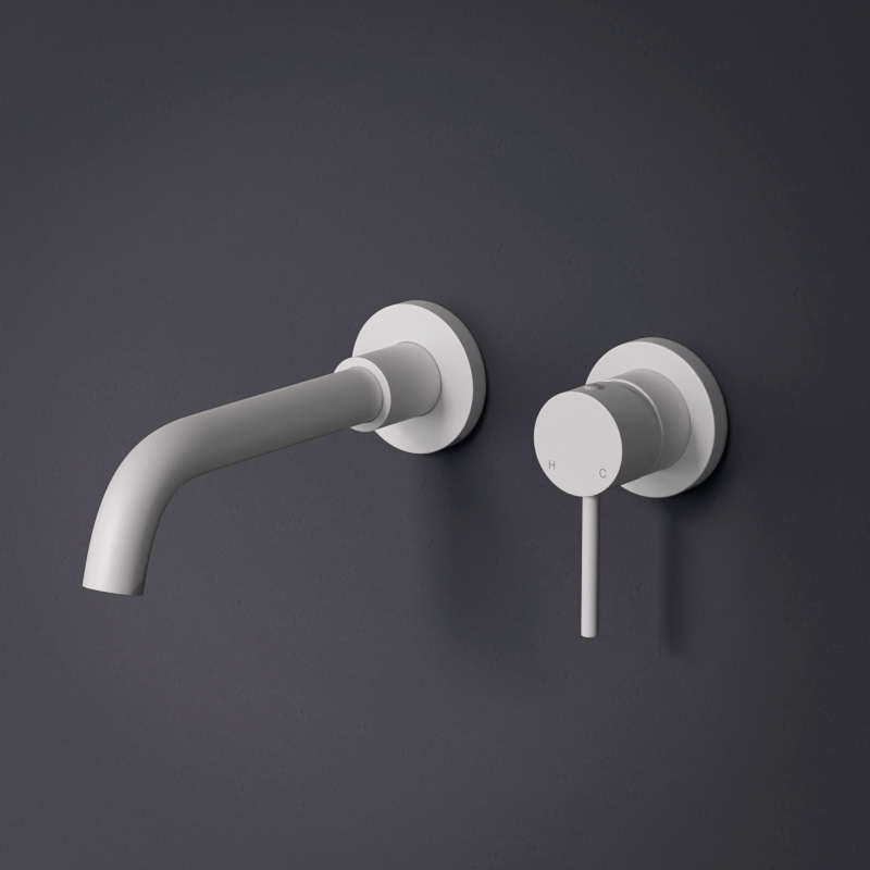 Robinet mitigeur lavabo encastré en inox blanc mat, Châtelet III