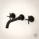 Robinet mélangeur lavabo mural encastré noir brossé, Châtelet