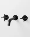 Robinet mélangeur lavabo mural encastré noir brossé, Châtelet