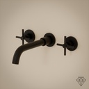 Robinet mélangeur lavabo mural encastré noir brossé, Châtelet