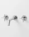 Robinet mélangeur lavabo mural encastré inox brossé, Châtelet