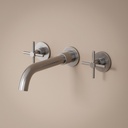 Robinet mélangeur lavabo mural encastré inox brossé, Châtelet