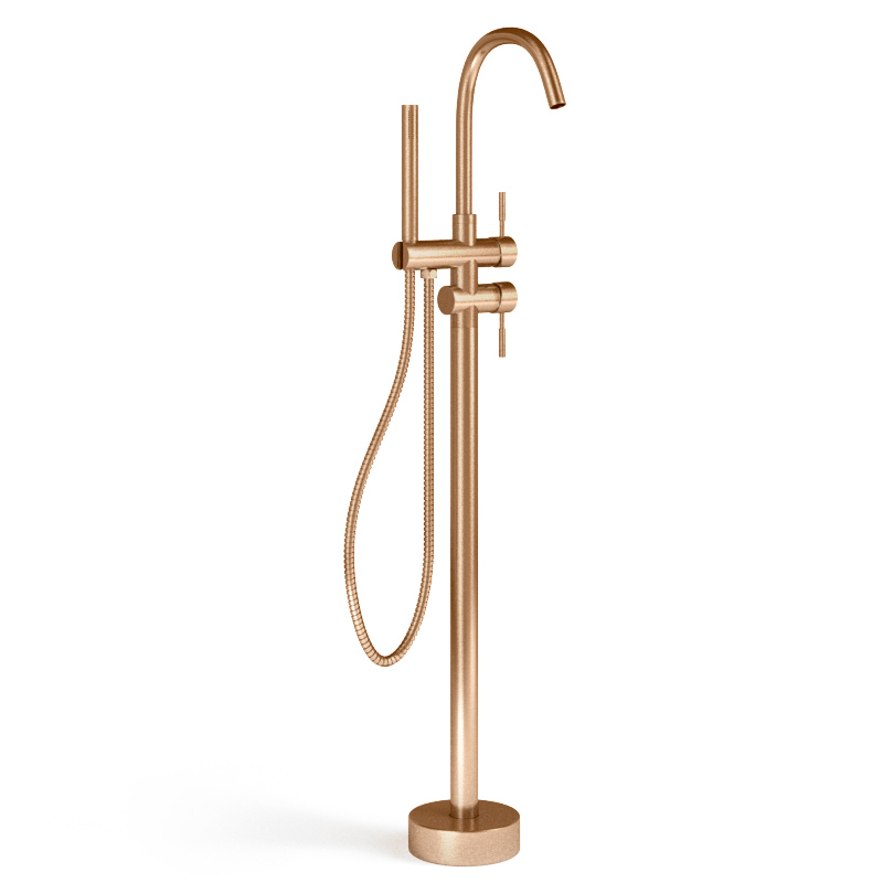 Robinet mitigeur de baignoire sur pied, doré rose brossé, Châtelet