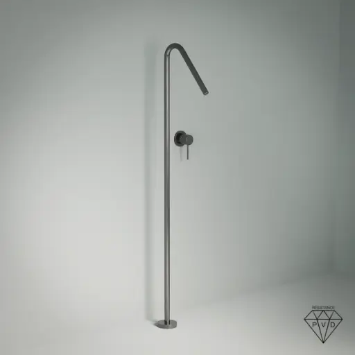 Robinet mitigeur lavabo sur pied, gun métal brossé, Châtelet