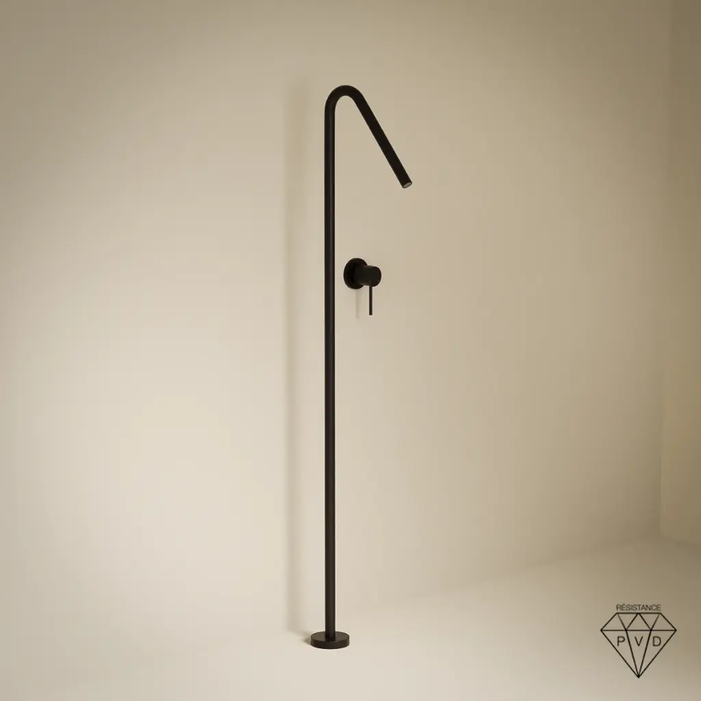 Robinet mitigeur lavabo sur pied, noir brossé, Châtelet