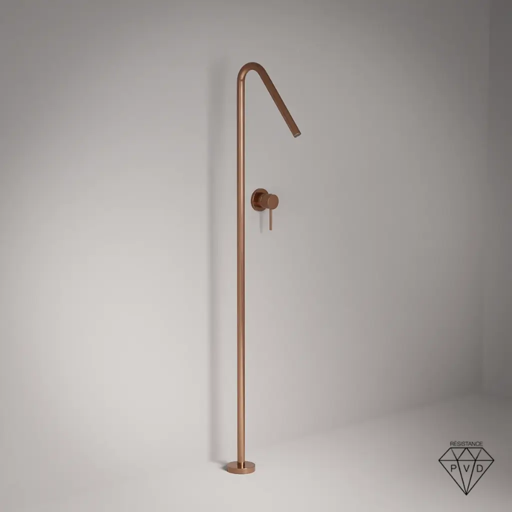 Robinet mitigeur lavabo sur pied, doré rose brossé, Châtelet