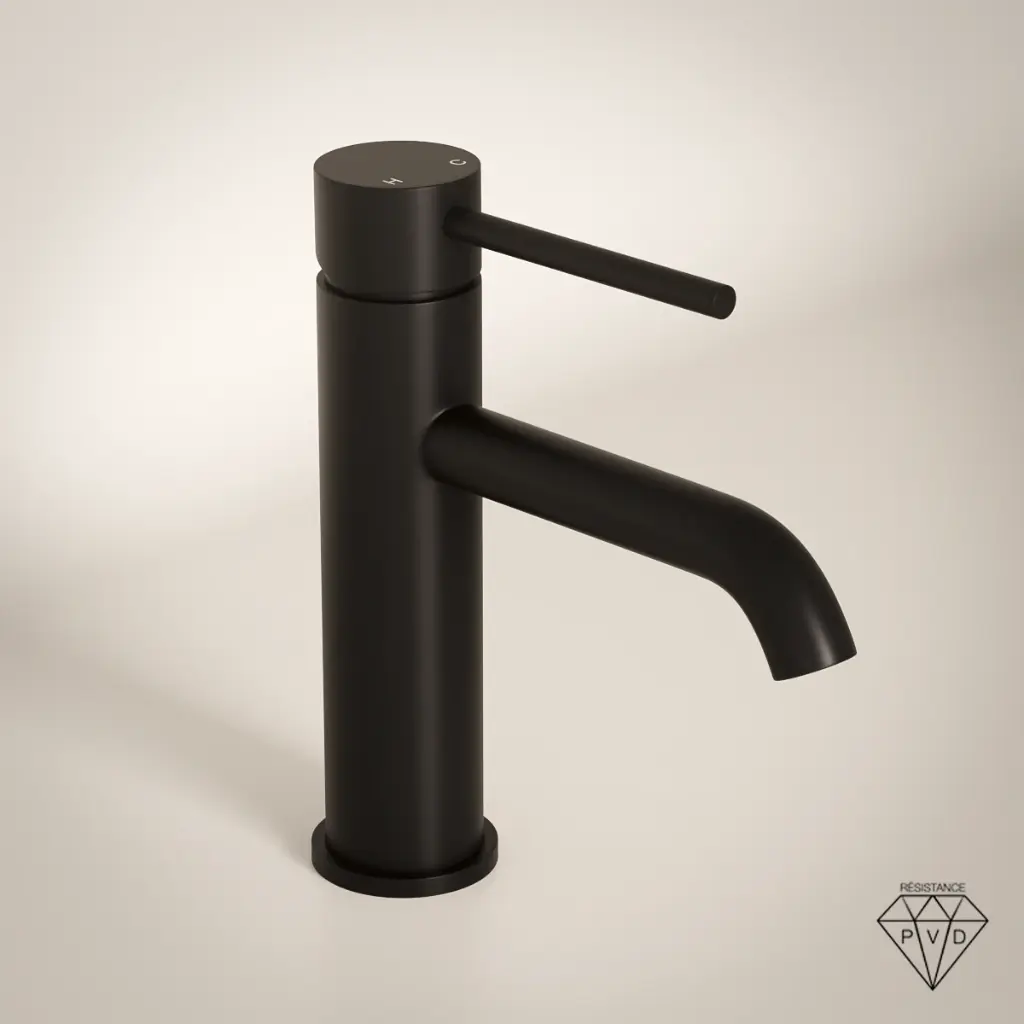Robinet mitigeur lavabo noir brossé, Châtelet