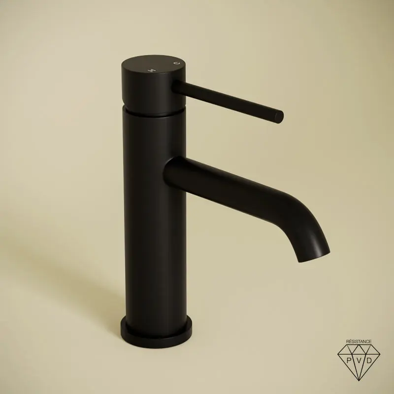 Robinet mitigeur lavabo noir brossé, Châtelet
