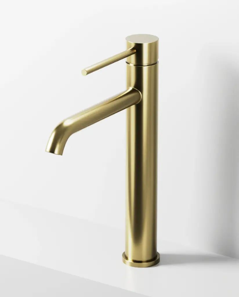 Robinet mitigeur lavabo haut, Châtelet, Doré brossé